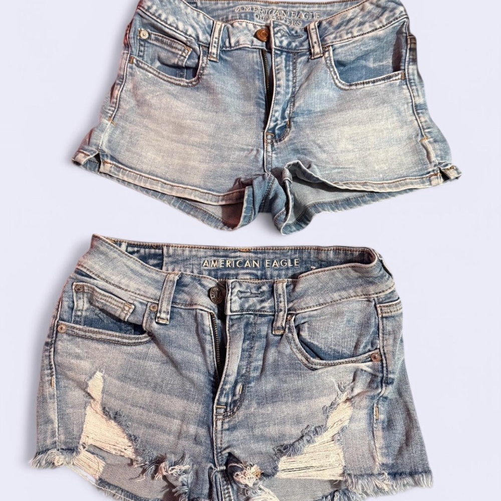American Eagle denim shorts with distressed details